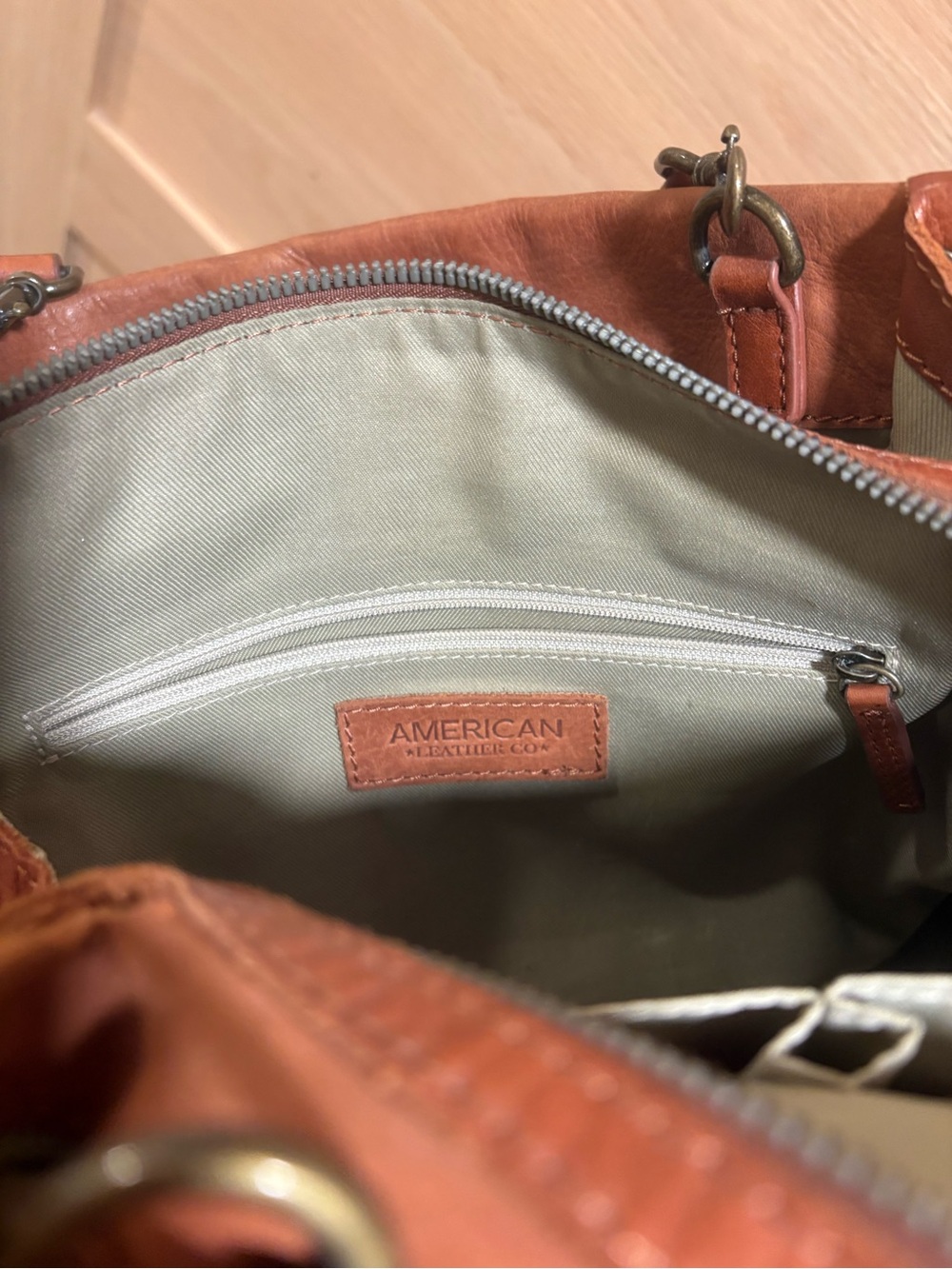 American Leather Shoulder Tote in Warm Cognac - Picture 7 of 7